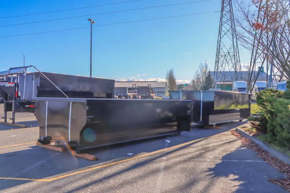 Roll-off dumpster ready for waste disposal at job site for Construction Dumpster Rental in Ashburn